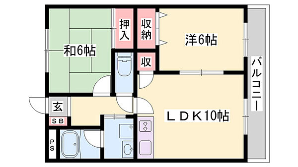 エスポワール滝野 ｜兵庫県加東市下滝野1丁目(賃貸アパート2LDK・2階・52.17㎡)の写真 その2