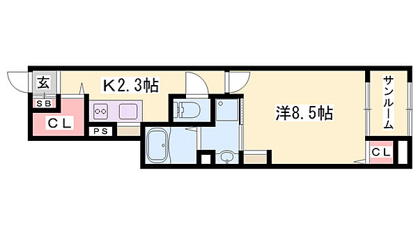 ヴァンベール田寺A ｜兵庫県姫路市田寺8丁目(賃貸アパート1K・1階・35.00㎡)の写真 その2