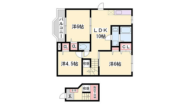 フリーデンＡ ｜兵庫県姫路市町坪(賃貸アパート3LDK・2階・65.57㎡)の写真 その2