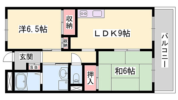 パームコート東山 ｜兵庫県姫路市東山(賃貸マンション2LDK・2階・57.00㎡)の写真 その2