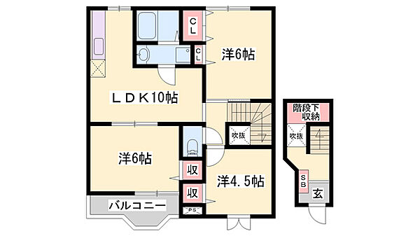 アムラインＢ ｜兵庫県姫路市書写(賃貸アパート3LDK・2階・65.57㎡)の写真 その2