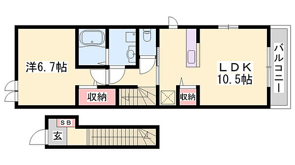 アバンツァート玉手III ｜兵庫県姫路市玉手4丁目(賃貸アパート1LDK・2階・45.07㎡)の写真 その2