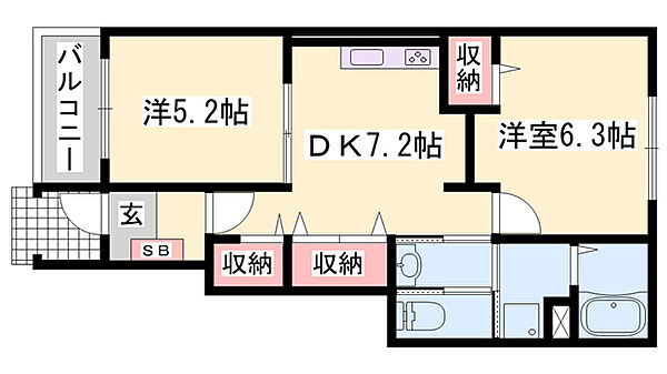 アストーレM ｜兵庫県姫路市別所町北宿(賃貸アパート2DK・1階・46.49㎡)の写真 その2