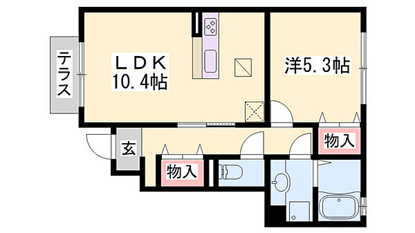 ブロッサム ｜兵庫県姫路市町坪(賃貸アパート1LDK・1階・41.74㎡)の写真 その2