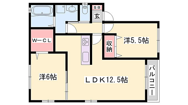 エクセレントパル ｜兵庫県姫路市香寺町犬飼(賃貸アパート2LDK・1階・57.37㎡)の写真 その2