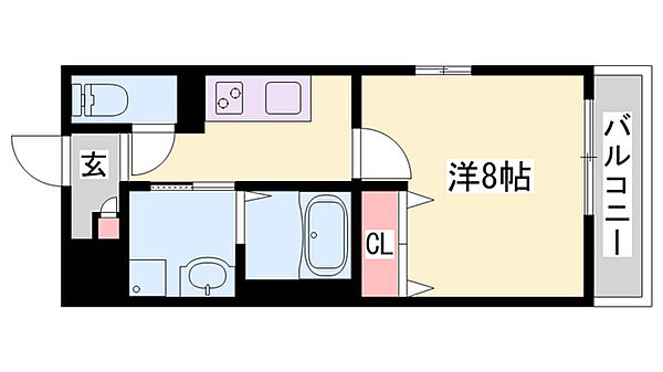 クローバー英賀保駅前 ｜兵庫県姫路市飾磨区城南町1丁目(賃貸マンション1K・1階・27.52㎡)の写真 その2