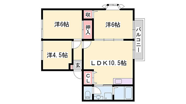 バンブーヒル ｜兵庫県姫路市田寺東2丁目(賃貸アパート3LDK・2階・60.00㎡)の写真 その2