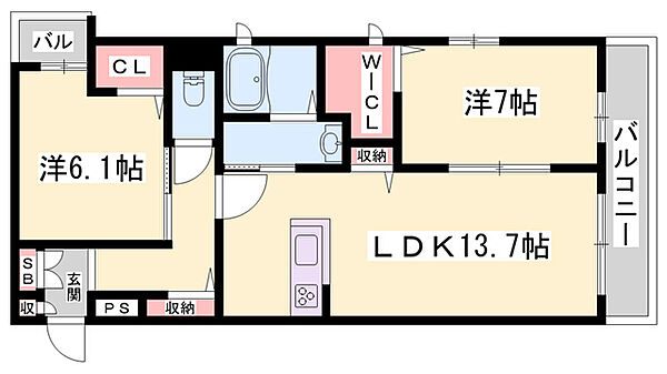 リラフォート白坂 ｜兵庫県姫路市西今宿5丁目(賃貸マンション2LDK・1階・65.63㎡)の写真 その2