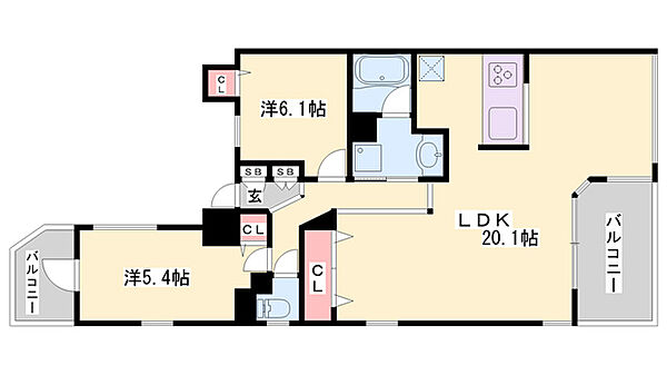 エンブレイス姫路駅前 ｜兵庫県姫路市久保町(賃貸マンション2LDK・7階・70.11㎡)の写真 その2