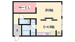 奥野ビル 1LDKの間取図画像