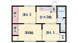 クィーン・ヒルズ 3DKの間取図画像