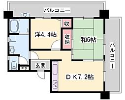 クリーンピア下寺町 2DKの間取図画像