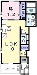 プリムヴェール 1LDKの間取図画像