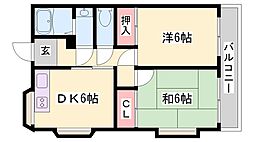 サンハイツ 2DKの間取図画像