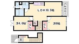 サン・パティオ 2LDKの間取図画像