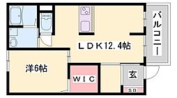 グランド双葉21 1階1LDKの間取り