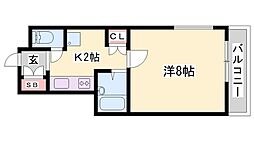 ルックレジデンス姫路3 1Kの間取図画像