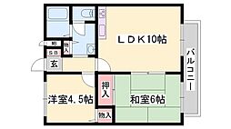 アーバンライフ吉田A 2LDKの間取図画像