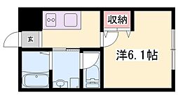 姫路市御国野町御着アパート 1Kの間取図画像