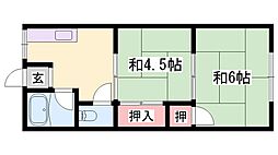 白楊荘B棟 2Kの間取図画像