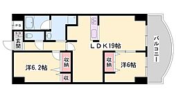 手柄アートスカイハイツ 2LDKの間取図画像