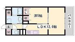 グランシャトー新在家 1LDKの間取図画像
