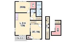 フローレス 2LDKの間取図画像