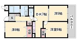 シャルマン今宿 3DKの間取図画像