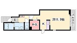 エスポワール4 1Kの間取図画像