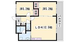 シャトー御立 2LDKの間取図画像