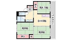 ビレッジハウスつるみ2号棟 3DKの間取図画像