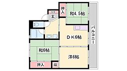ビレッジハウスつるみ2号棟 3DKの間取図画像