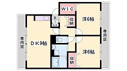 クレール・コート 2DKの間取図画像