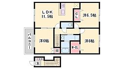 ブランフルーレB棟 3LDKの間取図画像