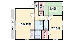 アベニュー御立A棟 2LDKの間取図画像