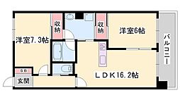 アルファステイツ野里 2LDKの間取図画像