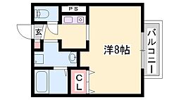 アーリコート 1Kの間取図画像