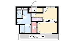 フラッツネオシティ ワンルームの間取図画像