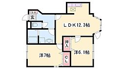 アメニティハウスB 2LDKの間取図画像