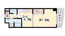 メルベーユコート 1DKの間取図画像