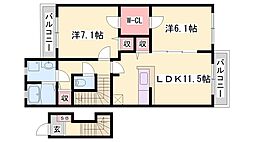 ノイクレアーレ 2LDKの間取図画像