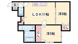 サファイア伊伝居 2LDKの間取図画像
