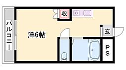 姫西ハイツ ワンルームの間取図画像