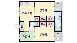 ビレッジハウス書写台4号棟 3DKの間取図画像