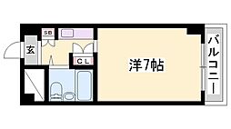 飾磨中村コーポ ワンルームの間取図画像