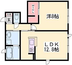 コンフォート北条 1LDKの間取図画像