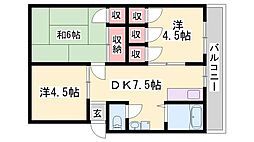 アーバン朝来1号棟 3DKの間取図画像