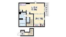 ラ・ペルーズ緑が丘 1LDKの間取図画像