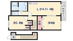 アボンデーレB 2LDKの間取図画像