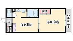 パークサイド姫路 1DKの間取図画像